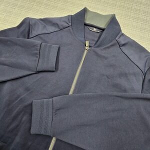 Hart Schaffner Marx Jacket Mens XL Navy Blue Cotton Blend Knit Bomber Full Zip